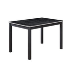 Table de salle à manger en bois avec plateau rectangulaire et 4 chaises rembourrées