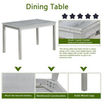 Table de salle à manger en bois avec plateau rectangulaire et 4 chaises rembourrées