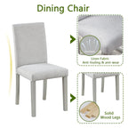 Table de salle à manger en bois avec plateau rectangulaire et 4 chaises rembourrées