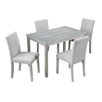 Table de salle à manger en bois avec plateau rectangulaire et 4 chaises rembourrées