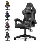 Chaise de jeu ergonomique inclinable à dossier haut, pivotante et roulante, avec appui-tête et support lombaire