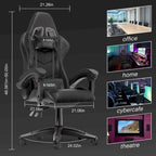 Chaise de jeu ergonomique inclinable à dossier haut, pivotante et roulante, avec appui-tête et support lombaire