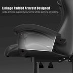 Chaise de jeu ergonomique inclinable à dossier haut, pivotante et roulante, avec appui-tête et support lombaire