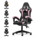 Chaise de jeu ergonomique inclinable à dossier haut, pivotante et roulante, avec appui-tête et support lombaire