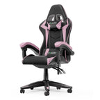 Chaise de jeu ergonomique inclinable à dossier haut, pivotante et roulante, avec appui-tête et support lombaire