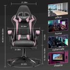 Chaise de jeu ergonomique inclinable à dossier haut, pivotante et roulante, avec appui-tête et support lombaire