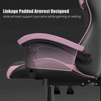 Chaise de jeu ergonomique inclinable à dossier haut, pivotante et roulante, avec appui-tête et support lombaire