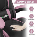 Chaise de jeu ergonomique inclinable à dossier haut, pivotante et roulante, avec appui-tête et support lombaire