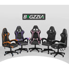 Chaise de jeu ergonomique inclinable à dossier haut, pivotante et roulante, avec appui-tête et support lombaire
