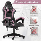 Chaise de jeu ergonomique inclinable à dossier haut, pivotante et roulante, avec appui-tête et support lombaire