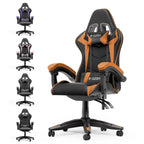Chaise de jeu ergonomique inclinable à dossier haut, pivotante et roulante, avec appui-tête et support lombaire