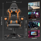 Chaise de jeu ergonomique inclinable à dossier haut, pivotante et roulante, avec appui-tête et support lombaire