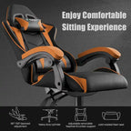 Chaise de jeu ergonomique inclinable à dossier haut, pivotante et roulante, avec appui-tête et support lombaire
