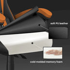Chaise de jeu ergonomique inclinable à dossier haut, pivotante et roulante, avec appui-tête et support lombaire