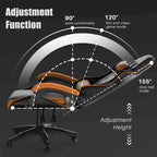 Chaise de jeu ergonomique inclinable à dossier haut, pivotante et roulante, avec appui-tête et support lombaire