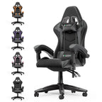 Chaise de jeu ergonomique inclinable à dossier haut, pivotante et roulante, avec appui-tête et support lombaire