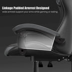 Chaise de jeu ergonomique inclinable à dossier haut, pivotante et roulante, avec appui-tête et support lombaire