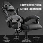 Chaise de jeu ergonomique inclinable à dossier haut, pivotante et roulante, avec appui-tête et support lombaire