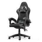 Chaise de jeu ergonomique inclinable à dossier haut, pivotante et roulante, avec appui-tête et support lombaire