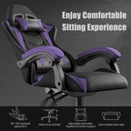 Chaise de jeu ergonomique inclinable à dossier haut, pivotante et roulante, avec appui-tête et support lombaire
