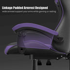 Chaise de jeu ergonomique inclinable à dossier haut, pivotante et roulante, avec appui-tête et support lombaire