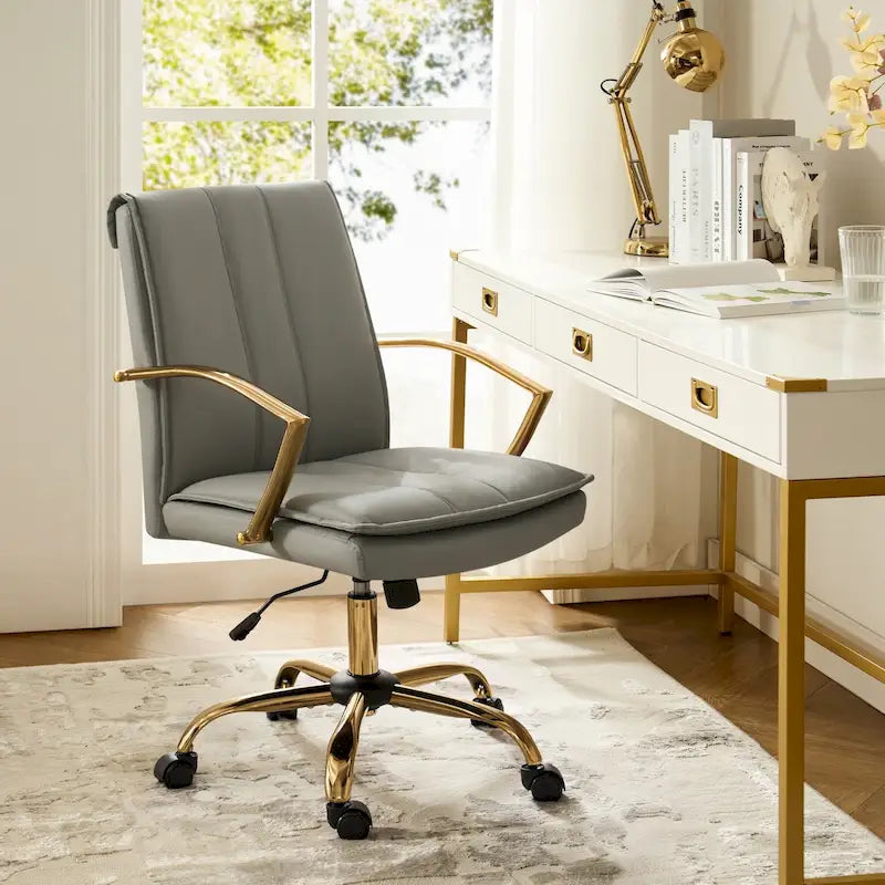 Fauteuil de bureau à bascule moderne en cuir avec base métallique