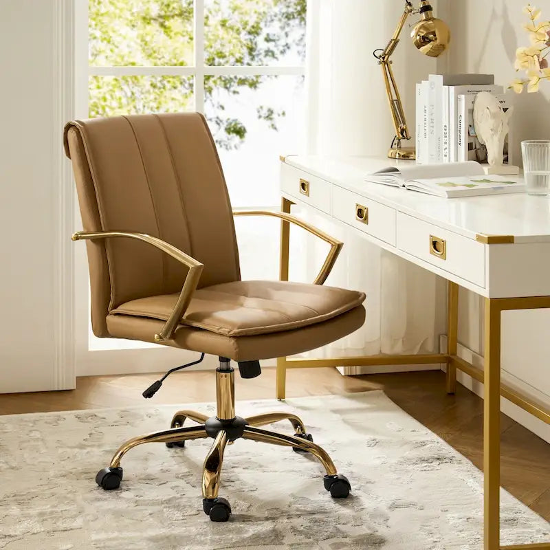 Fauteuil de bureau à bascule moderne en cuir avec base métallique