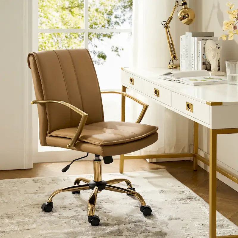 Ignacio Modern Leather Rocking Office Chair with Metal Base by HULALA HOME