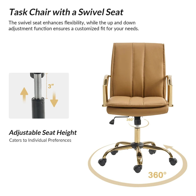 Fauteuil de bureau à bascule moderne en cuir avec base métallique