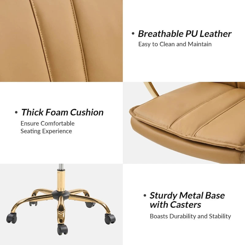 Fauteuil de bureau à bascule moderne en cuir avec base métallique