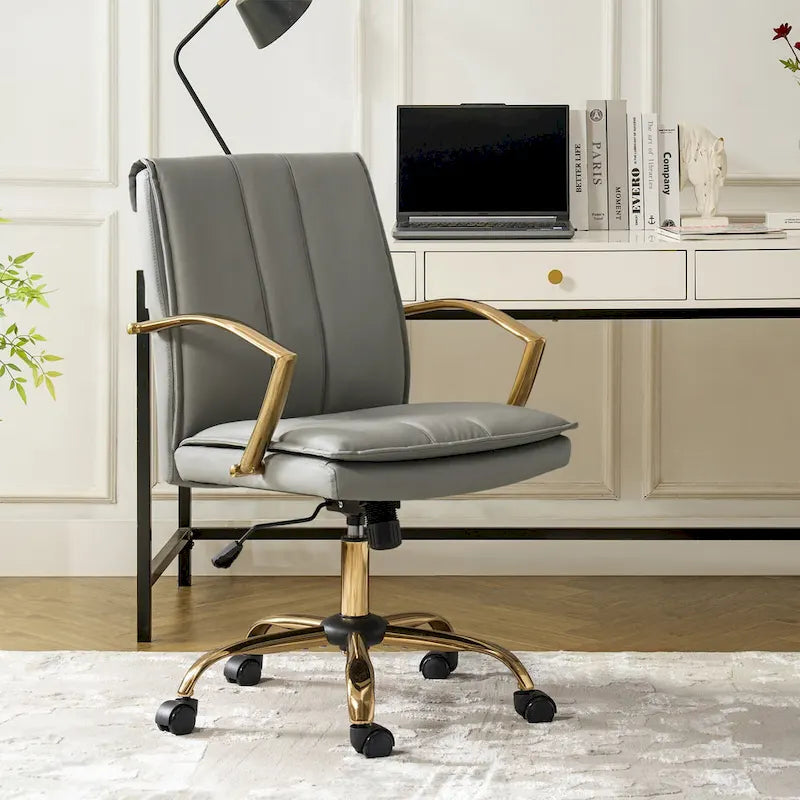Fauteuil de bureau à bascule moderne en cuir avec base métallique