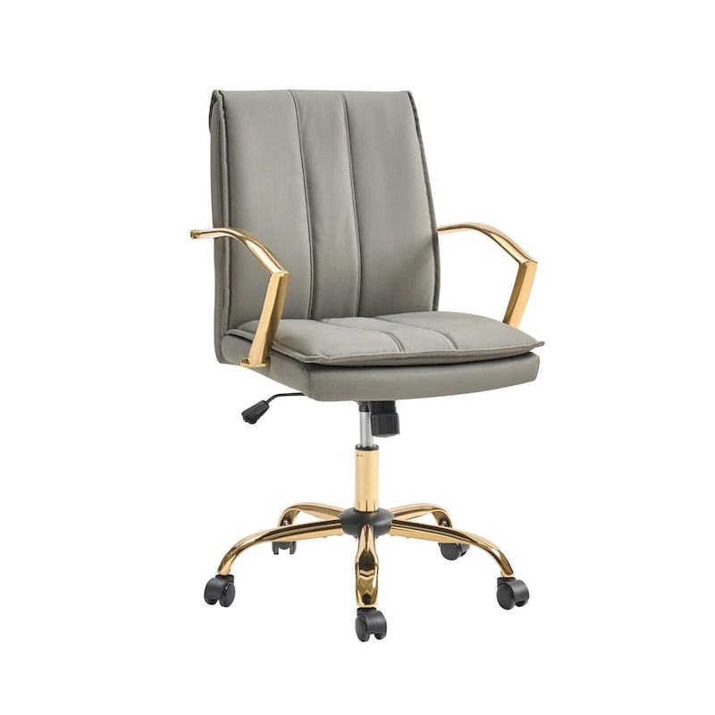 Fauteuil de bureau à bascule moderne en cuir avec base métallique