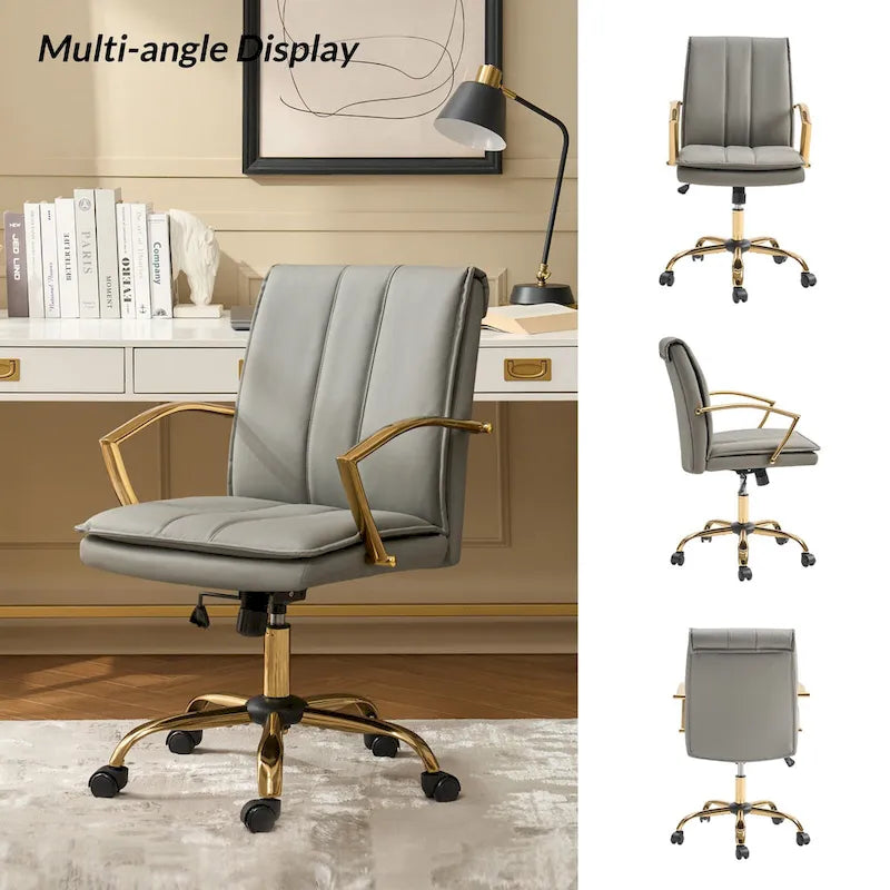 Fauteuil de bureau à bascule moderne en cuir avec base métallique