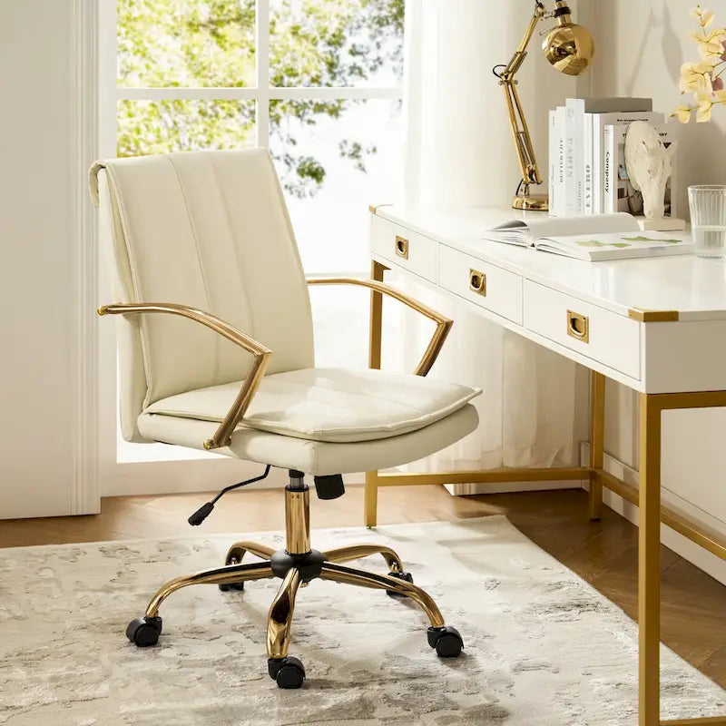 Fauteuil de bureau à bascule moderne en cuir avec base métallique