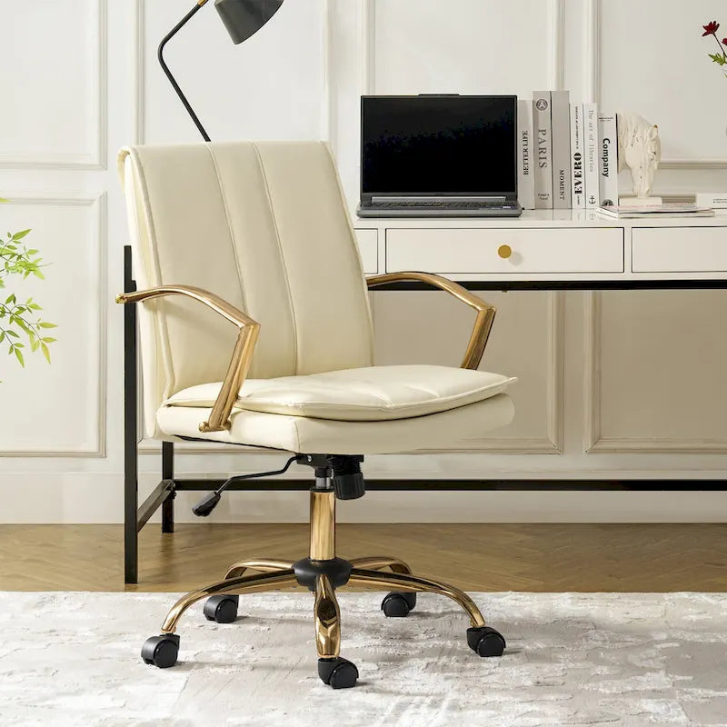 Fauteuil de bureau à bascule moderne en cuir avec base métallique
