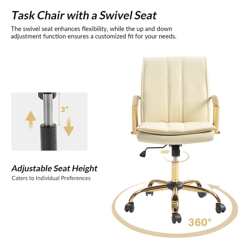 Fauteuil de bureau à bascule moderne en cuir avec base métallique
