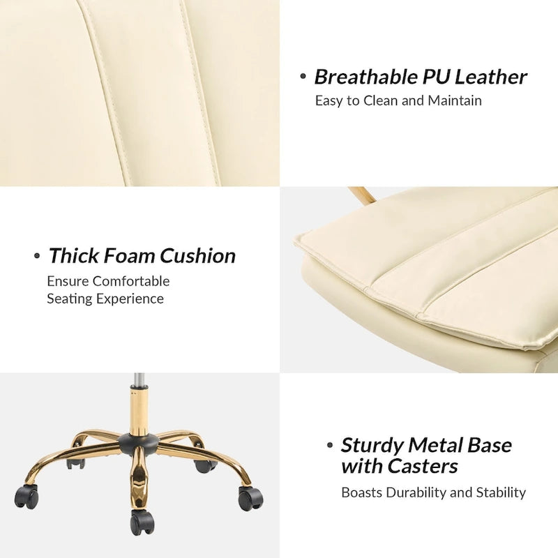 Fauteuil de bureau à bascule moderne en cuir avec base métallique