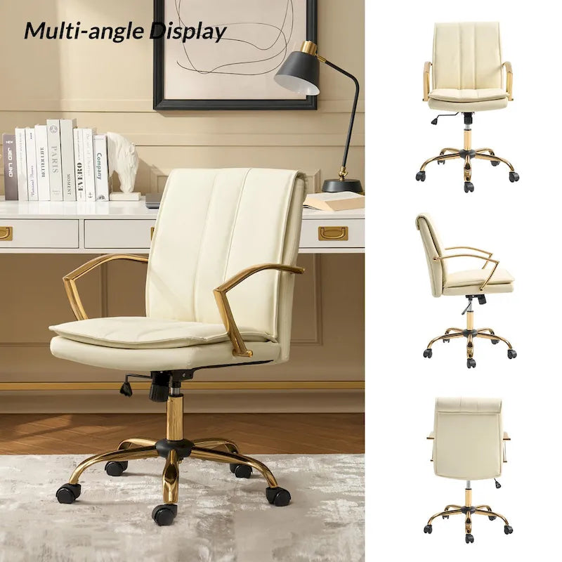 Fauteuil de bureau à bascule moderne en cuir avec base métallique