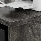 Bureau d'angle en L avec classeur et huche, bureau d'ordinateur d'angle pour bureau à domicile avec tiroirs et station de charge