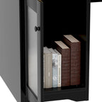 Bureau d'angle en L avec classeur et huche, bureau d'ordinateur d'angle pour bureau à domicile avec tiroirs et station de charge