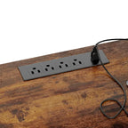 Bureau d'angle en L avec classeur et huche, bureau d'ordinateur d'angle pour bureau à domicile avec tiroirs et station de charge