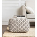 Pouf carré noir et ivoire de 50 cm