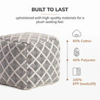 Pouf carré noir et ivoire de 50 cm