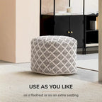 Pouf carré noir et ivoire de 50 cm