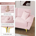 Canapé d'angle rembourré en velours avec oreillers et pouf