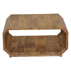 Table basse de 76 cm, cube évidé artisanal, en bois de manguier naturel marron