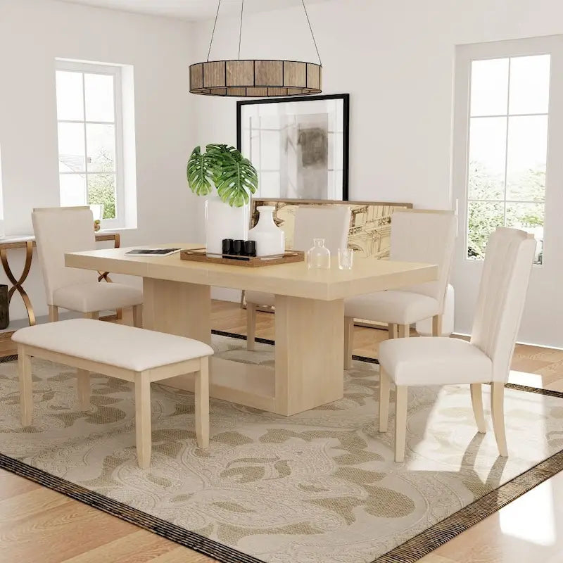 Table à manger contemporaine sur pied extensible de 198 cm