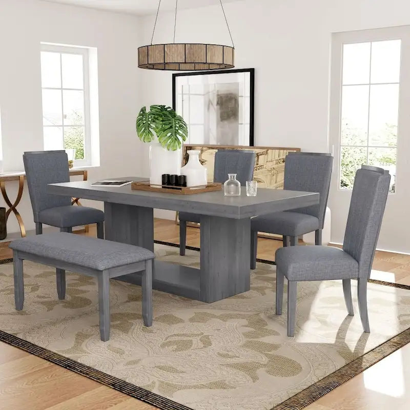 Table à manger contemporaine sur pied extensible de 198 cm