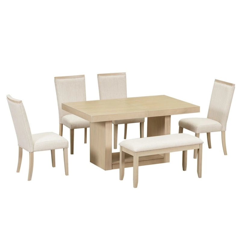 Table à manger contemporaine sur pied extensible de 198 cm