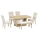 Table à manger contemporaine sur pied extensible de 198 cm